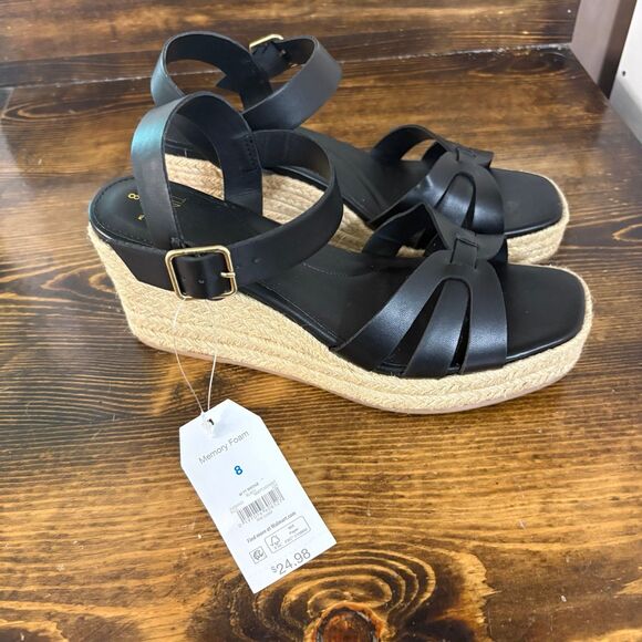Time And‎ Tru Black Wedges Size 8 - Picture 1 of 7